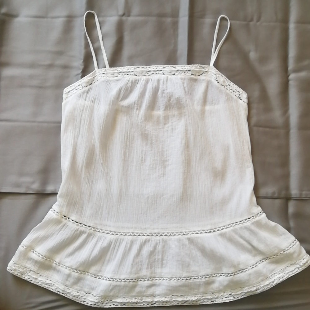 White Lace Cotton Camisole, S